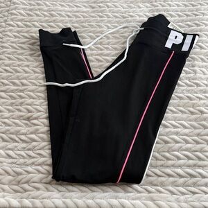 PINK Victoria's Secret Black Joggers with Pink Stripes